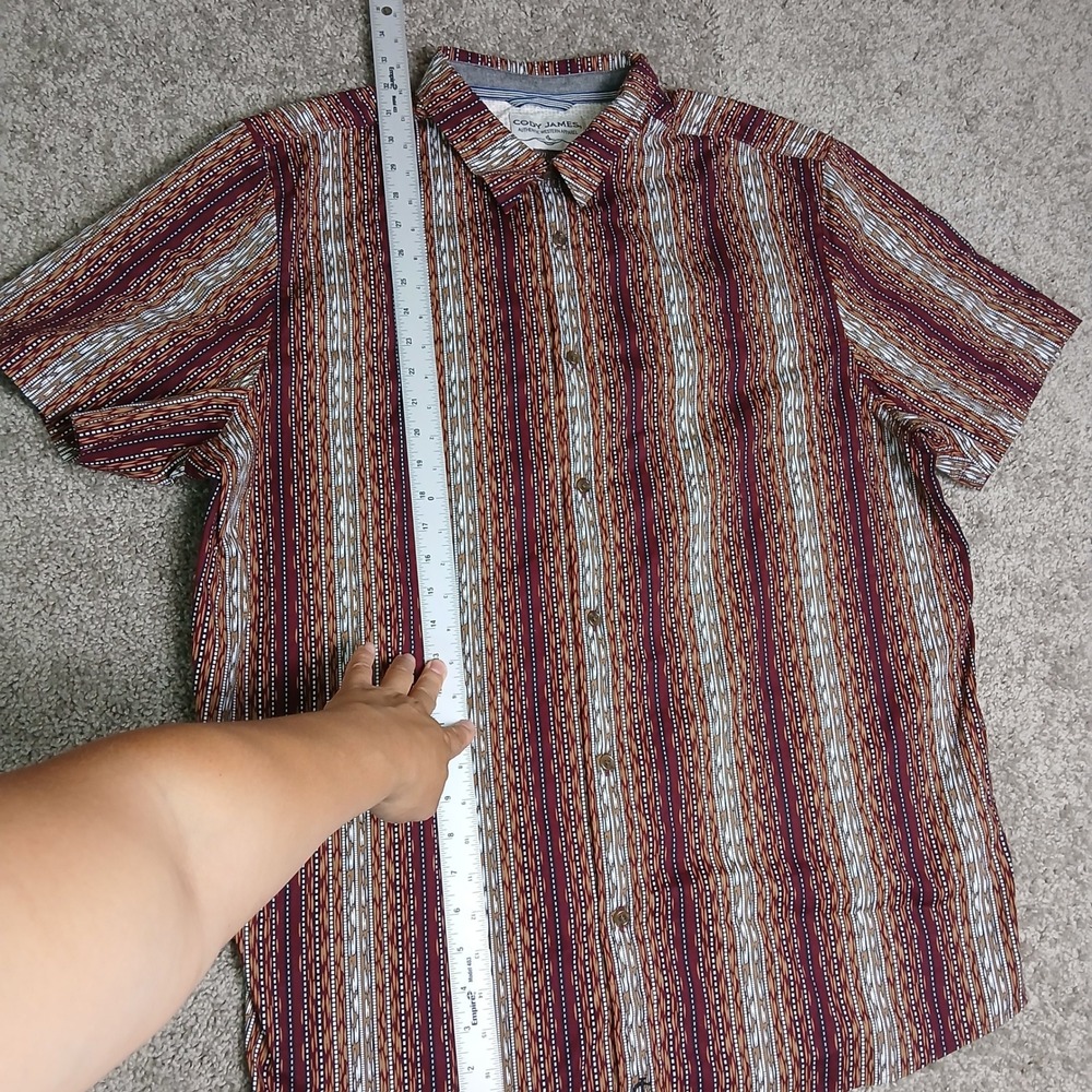 Cody James Mens 2XL Short Sleeve Western Button Down Shirt Striped Modern Fit - Picture 5 of 9